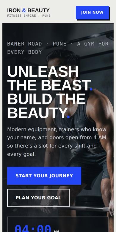 Iron & Beauty Fitness website on phone