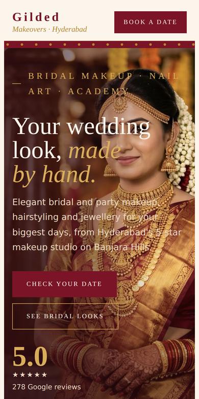 Gilded Makeovers website on phone